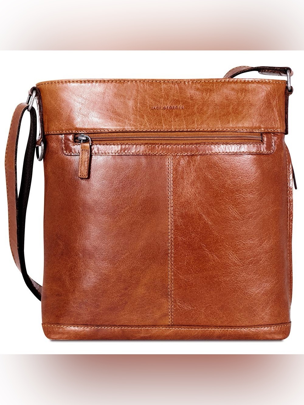 Jack Georges Voyager Honey Brown Buffalo Leather Cross Body Bag Travel Purse